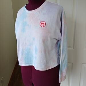 All in Favor Cropped Be Nice Tie Dye T-shirt XL long sleeve pastel purple peach